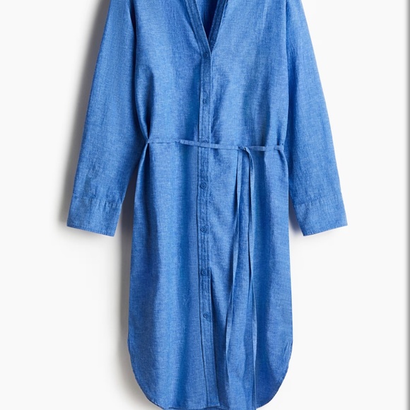 H & M Linen Shirt Dress size XS Blue NWT New! Low price markdown - Picture 5 of 6